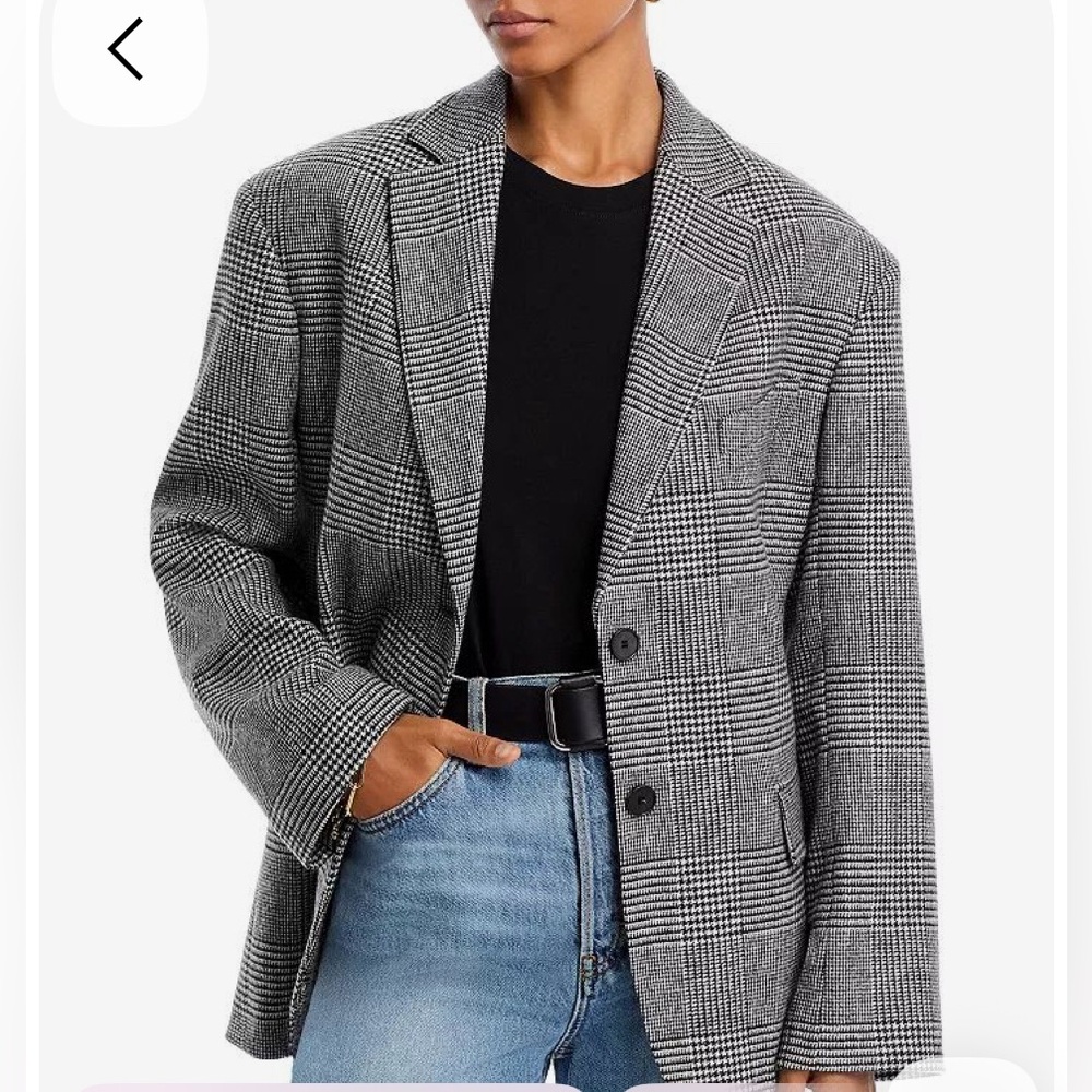 Anine Bing Quinn Blazer in Black and White Houndstooth